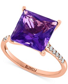 EFFY® Amethyst (4-3/8 ct. t.w.) & Diamond (1/8 ct. t.w.) Statement Ring in 14k Rose Gold