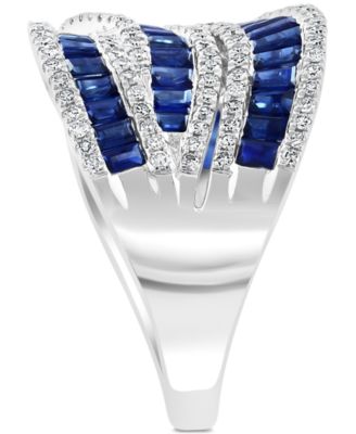EFFY&reg; Sapphire (3-1/3 ct. t.w.) & Diamond (5/8 ct. t.w.) Swirl Statement Ring in 14k White Gold