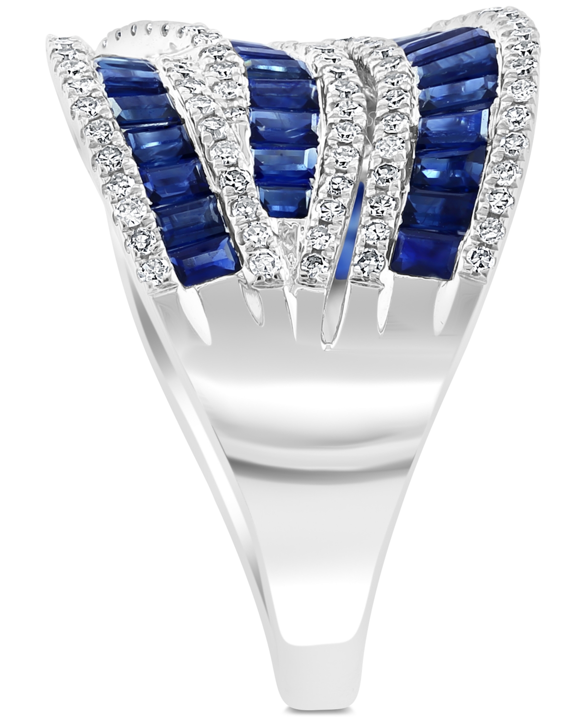 Effy(3-1/3 ct. t.w.) & Diamond (5/8 ct. t.w.) Swirl Statement Ring in 14k White Gold - Sapphire