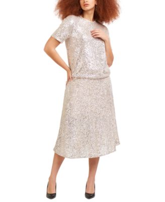 macy's black and silver dress