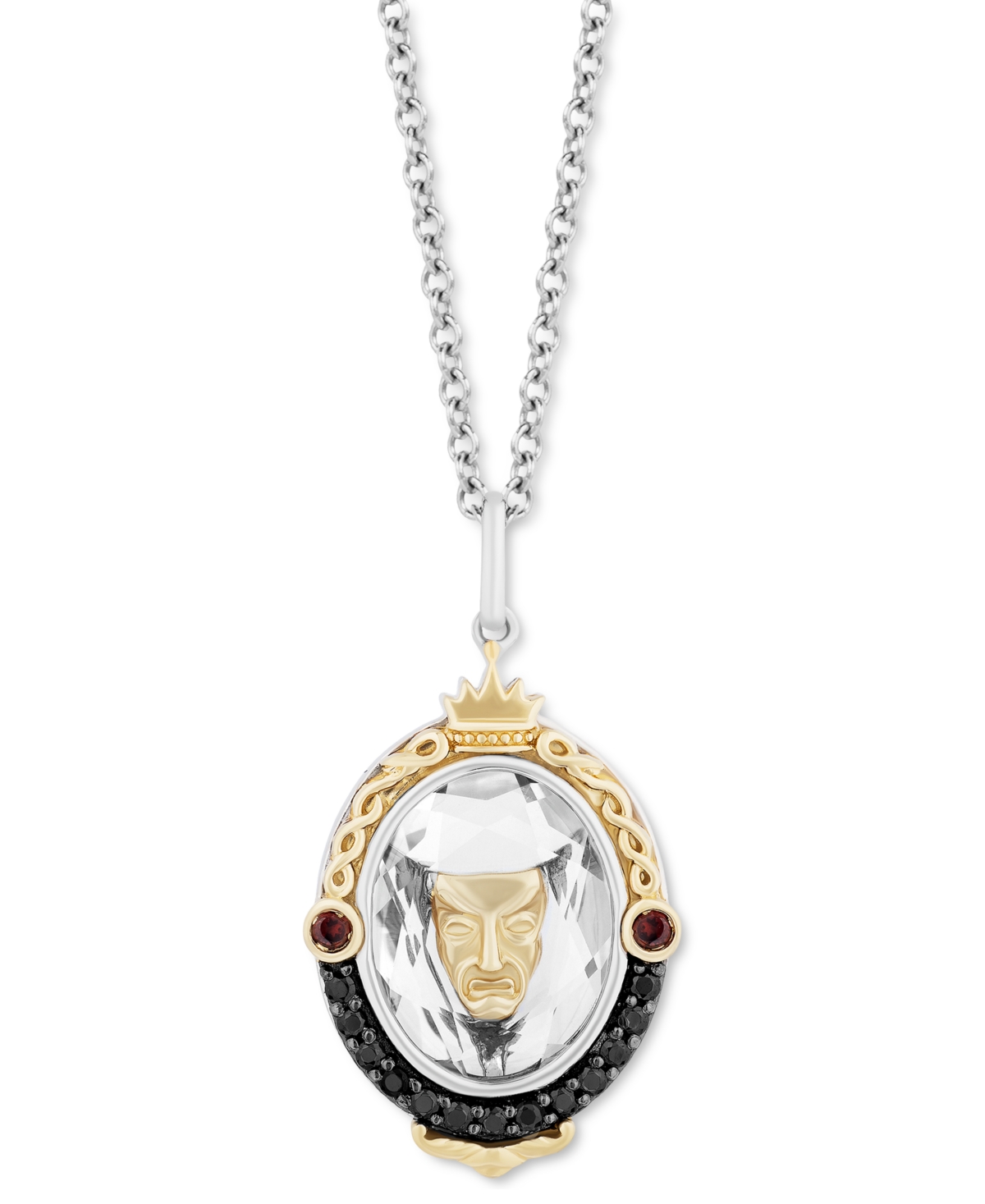 Multi-Gemstone (5-3/4 ct. t.w.) & Black Diamond (1/6 ct. t.w.) Evil Queen Mirror Pendant Necklace in Sterling Silver & 1