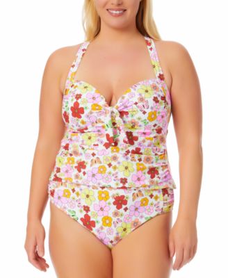 Salt Cove Plus Trendy Plus Size Floral Print Tankini Top Bottoms Created For Macys