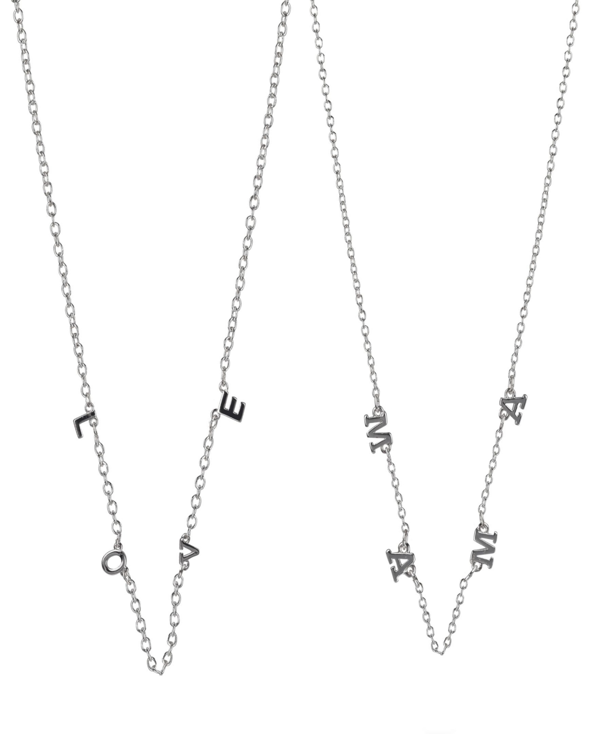 Fao Schwarz Fine Silver Plated Love and Mama Necklace Set, 2 Piece