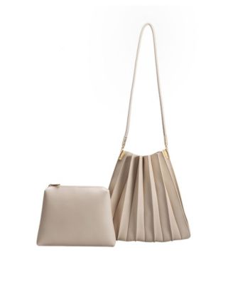 The I Pleated - White Leather Handbag