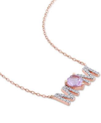 Rhodolite Garnet (4/5 ct. t.w.) & Diamond (1/10 ct. t.w.) MOM 18" Pendant Necklace in 18k Gold-Plated Sterling Silver