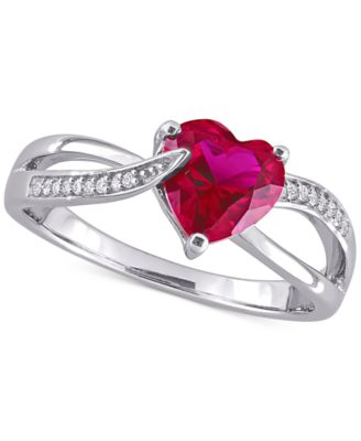 New Ruby Heart good Reversible engraved ring