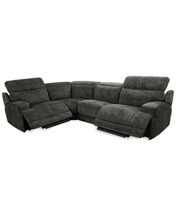 Furniture - Sebaston 4-Pc. Fabric Sectional with 2 Power Motion Recliners