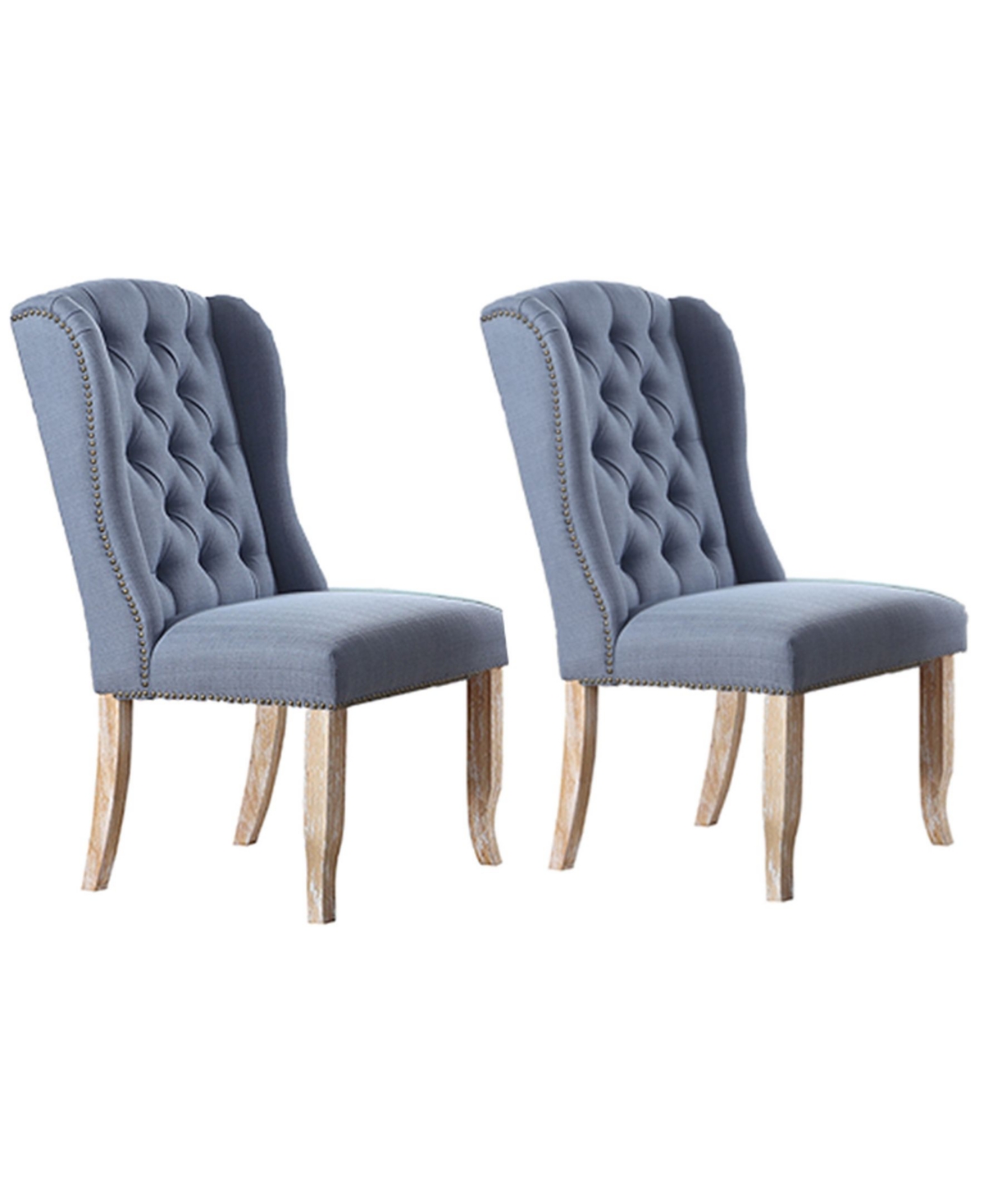 Best Master Furniture Huntington Upholstered Side Chairs With Tufted Back, Set Of 2 In Sea Blue