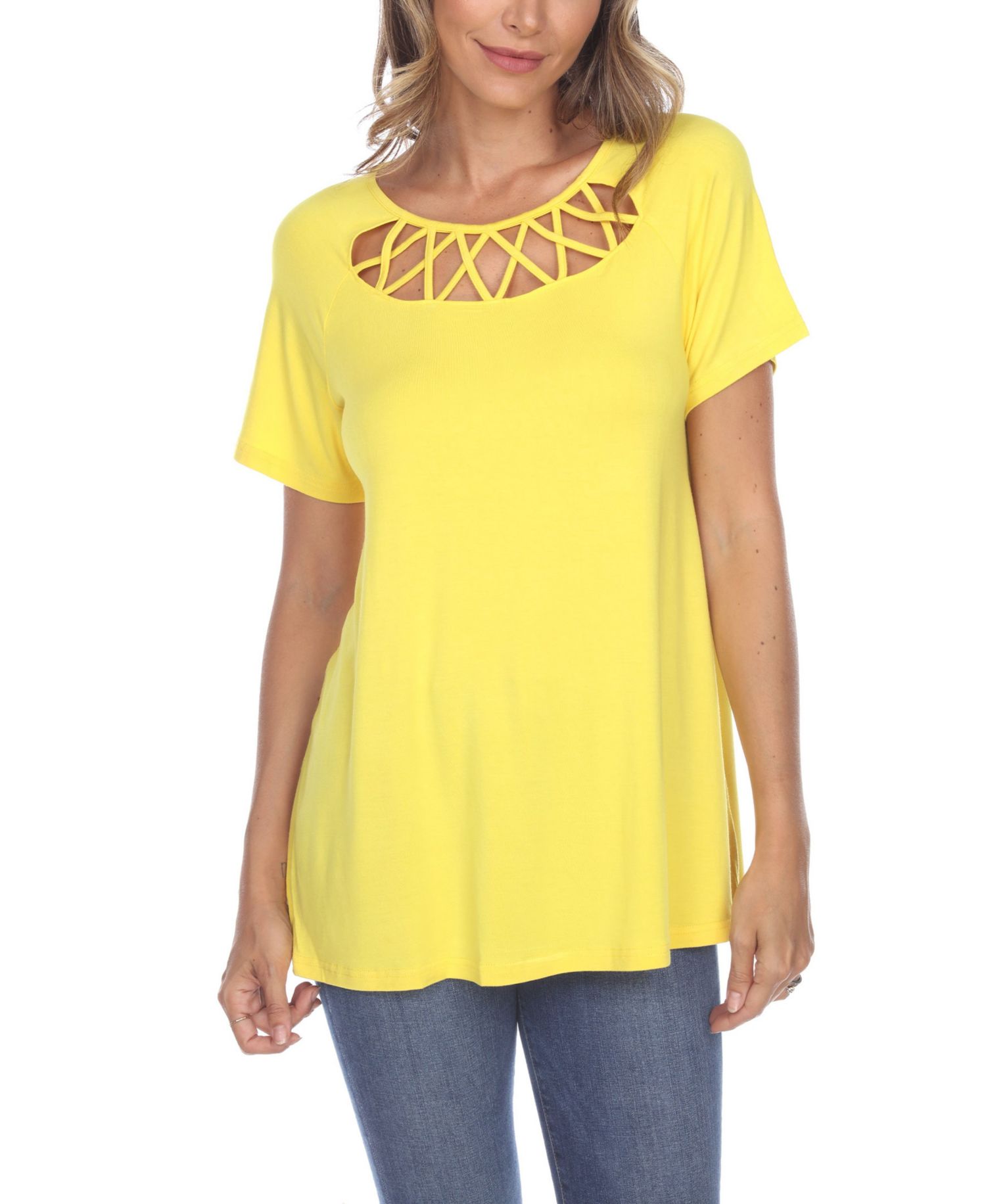Plus Size Crisscross Cutout Short Sleeve Top