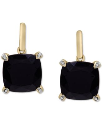 Onyx & Diamond Accent Drop Earrings in 14k Gold-Plated Sterling Silver