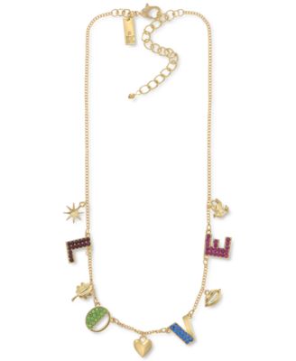 Photo 1 of INC International Concepts Gold-Tone Multicolor Pavé Love Statement Necklace, 17" + 3" extender