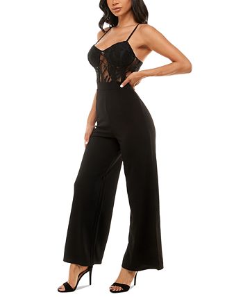 Juniors Lace Bustier Jumpsuit