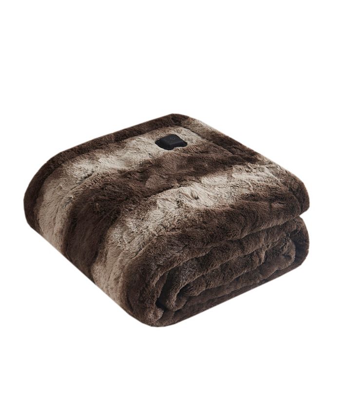 Beautyrest Zuri Faux Fur Heated Wrap with Builtin Controller, 64" x 50