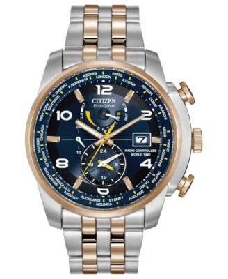 Citizen - Men's Eco-Drive World Time A-T Two-Tone Stainless Steel Bracelet Watch 47mm AT9014-51L - A Macy's Exclusive