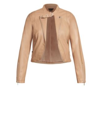 plus size cropped leather jacket