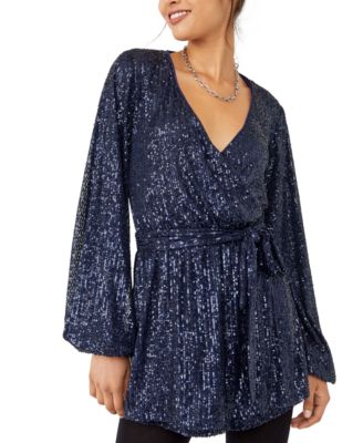 Free People - Women's Christa Sequined Tie-Waist Romper