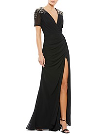 Embellished Jersey Gown