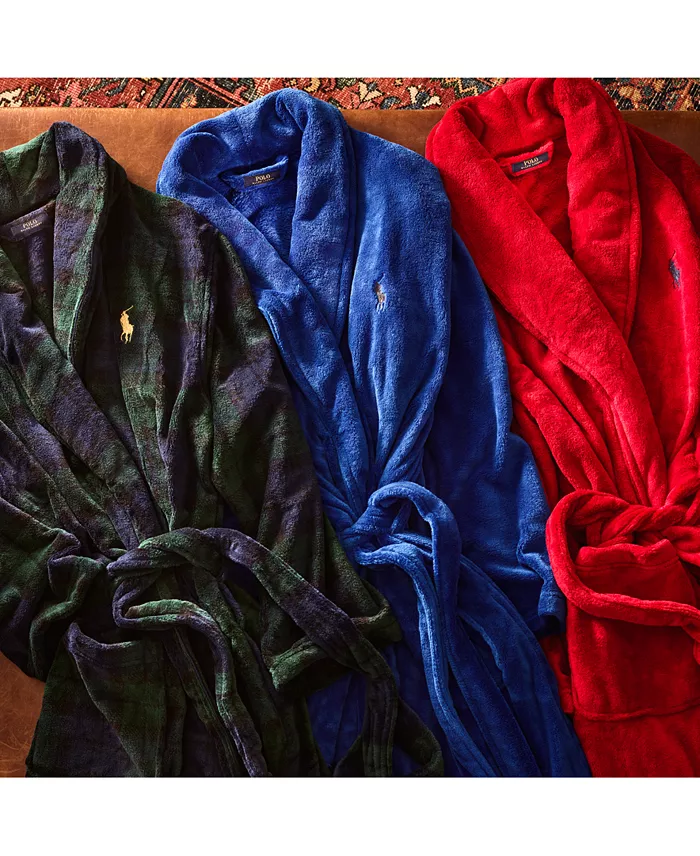 Men's Microfiber Plush Shawl Collar Robe - thumbnail 8
