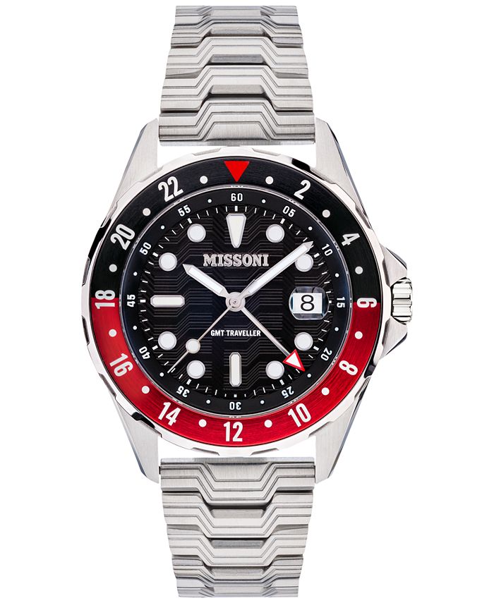 Missoni - Men's Swiss  GMT Traveller Stainless Steel Bracelet Watch 43mm