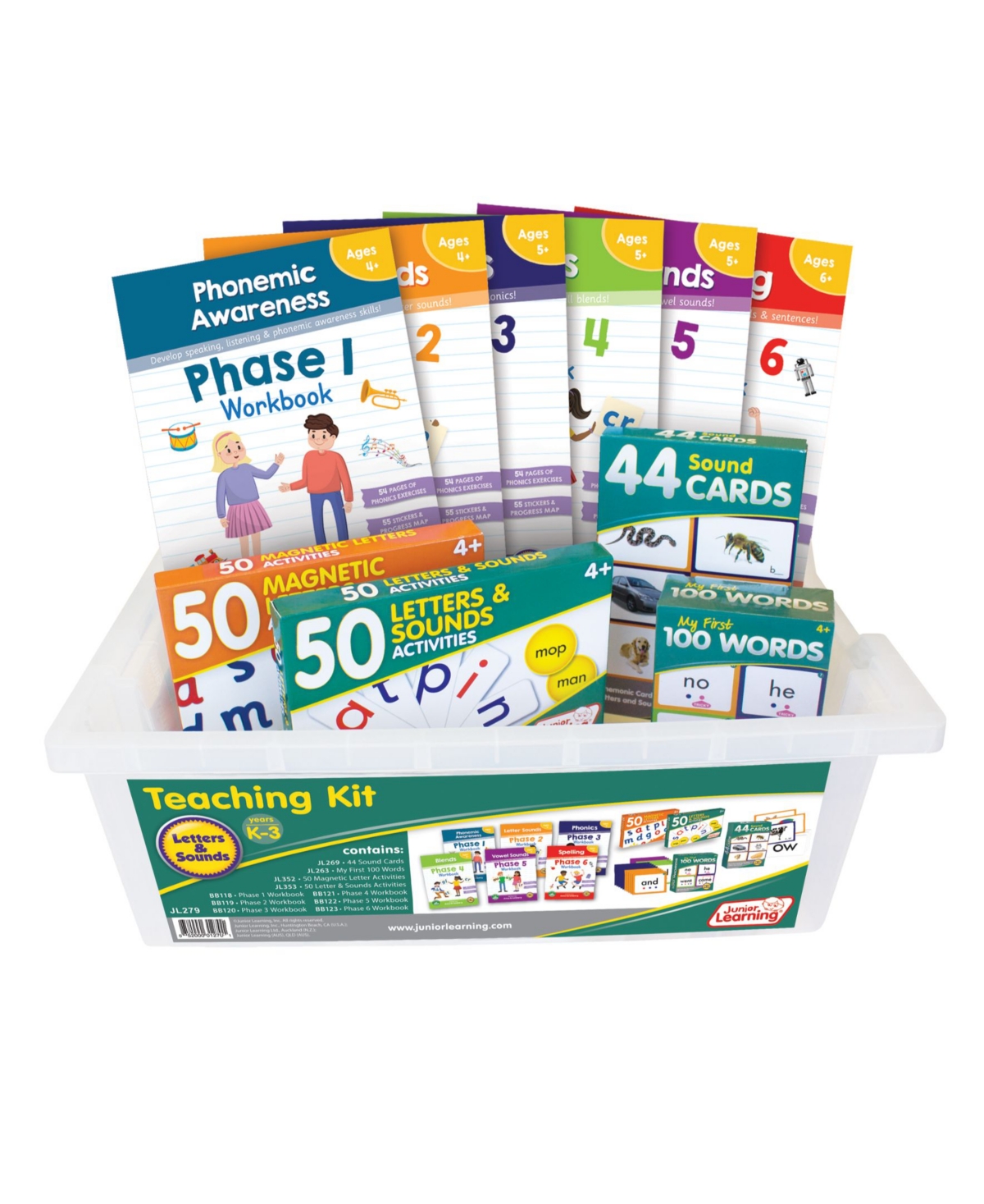 Junior Learning Kids' Letters And Sounds Teaching Kit Years K-3 Educational Learning Set, 250 Pieces In Multi