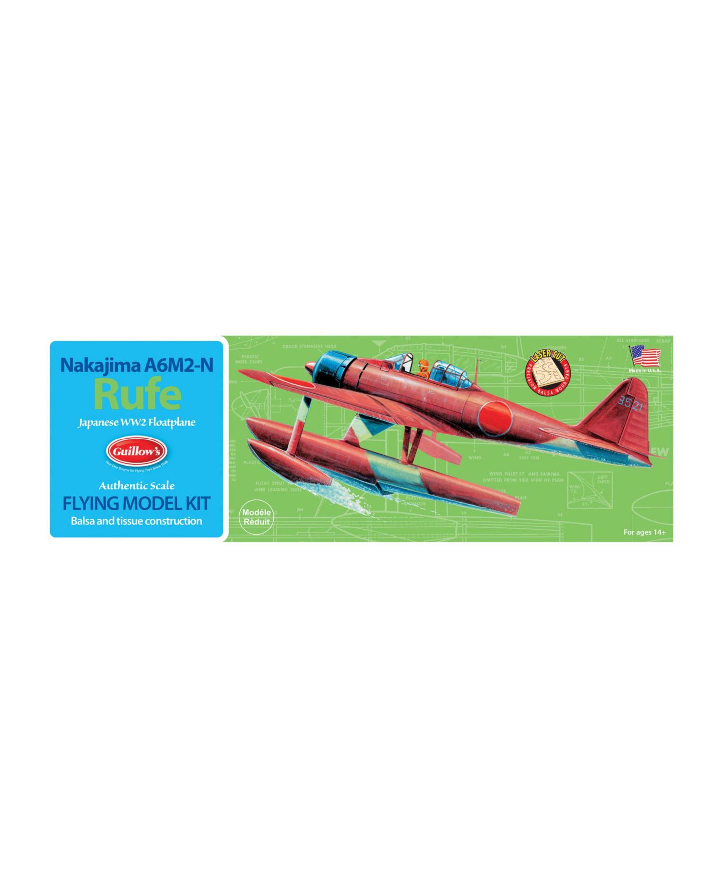 Детские конструкторы Guillow's World War II Nakajima A6M2-N Rufe Model Airplane Kit, Ages 10 & Up — фото 2