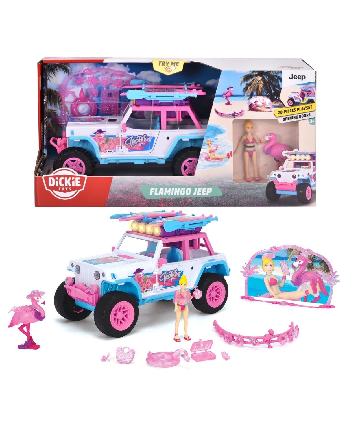 Dickie Toys Hk Ltd - Light Sound Jeep Flamingo Playset In Multi