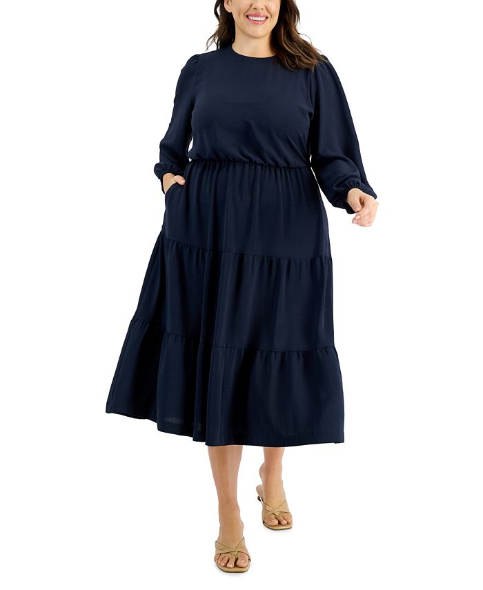 Macy's navy blue best sale plus size dress
