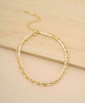 Beaded Freshwater Pearl Chain Necklace Set