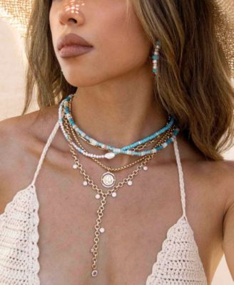 Easy Beach Day Turquoise And Pearl Necklace