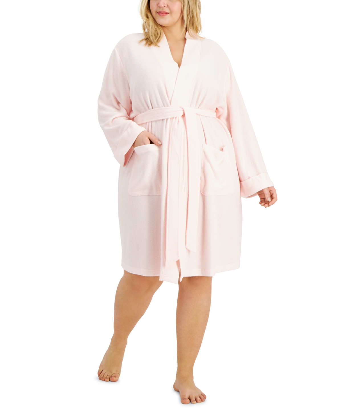 Charter Club Plus Size Solid Wrap Robe, Created for Macy's
