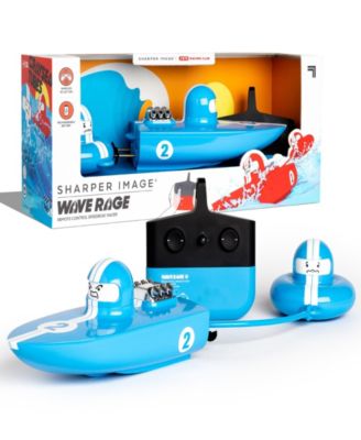 Sharper Image Rc Wave Rage, Wireless Rechargeable Bumper Boat with Tow Rider - Blue