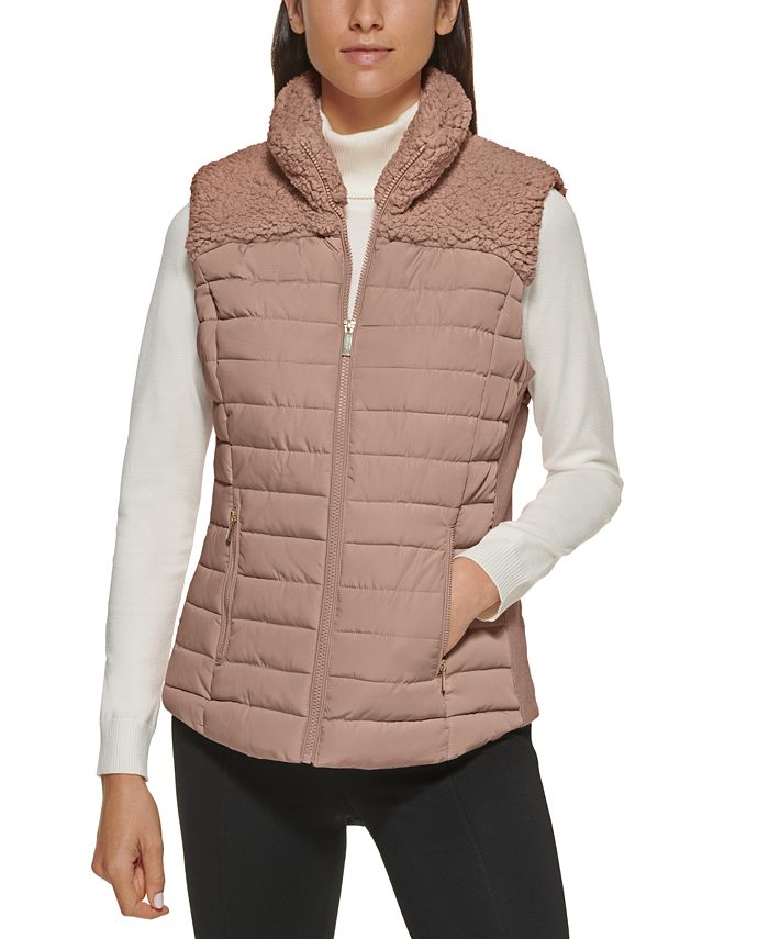 een miljoen peper Met andere woorden Calvin Klein Sherpa Trim Puffer Vest & Reviews - Coats & Jackets - Women -  Macy's