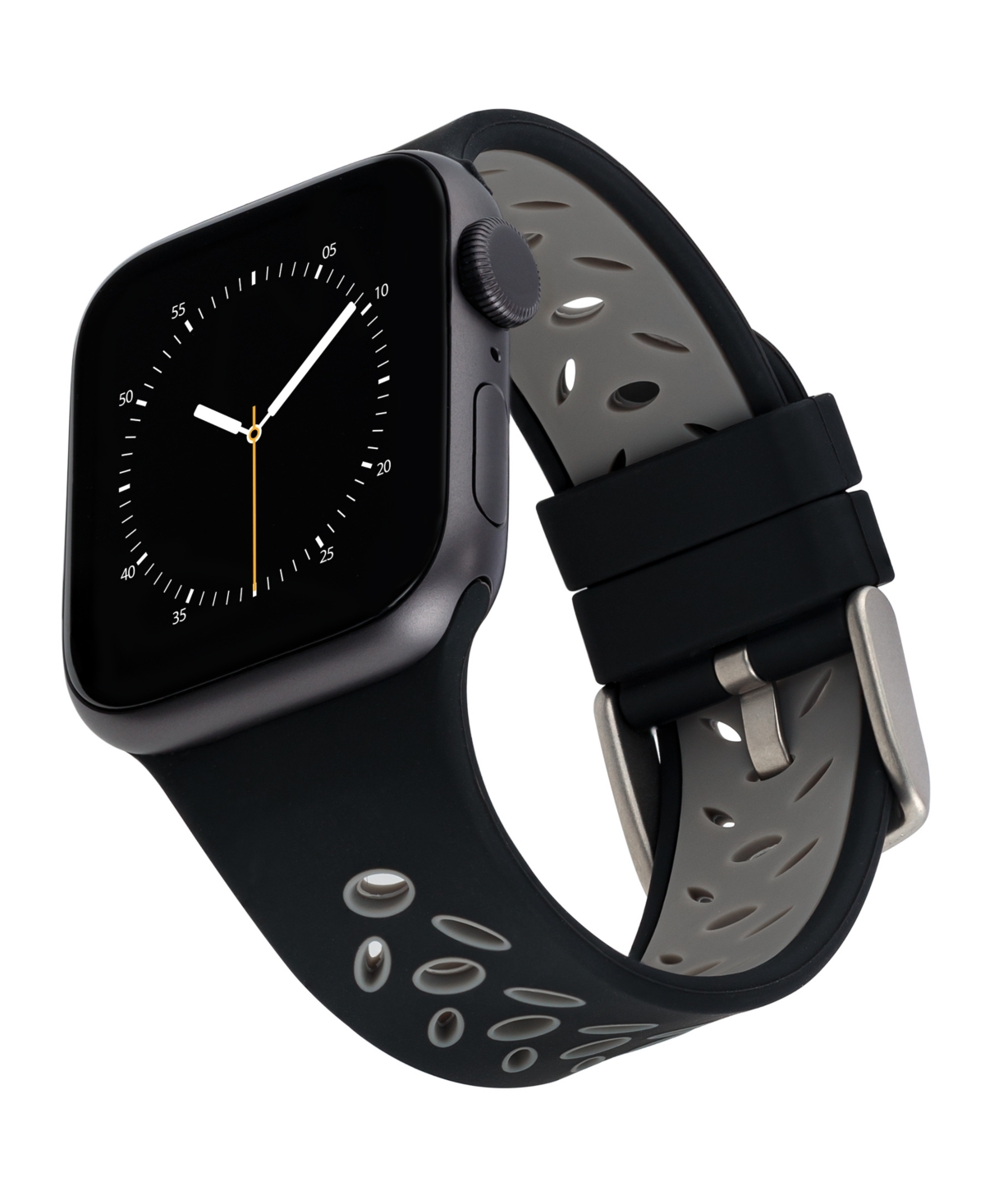 Black and Grey Silicone Sport Band designed for Apple Watch 42mm (Series 10) & 38/40/41mm - Black, Gray