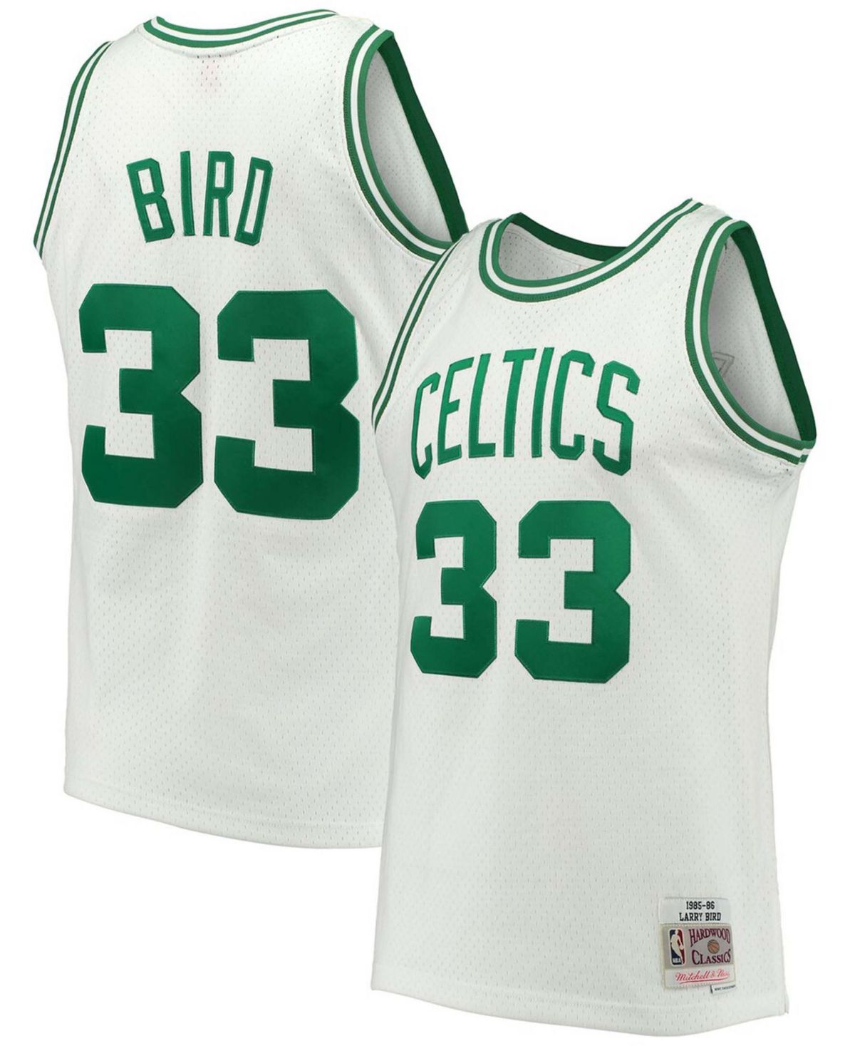 Мужская майка Larry Bird White Boston Celtics 1985-86, классическая футболка Swingman из твердой древесины.