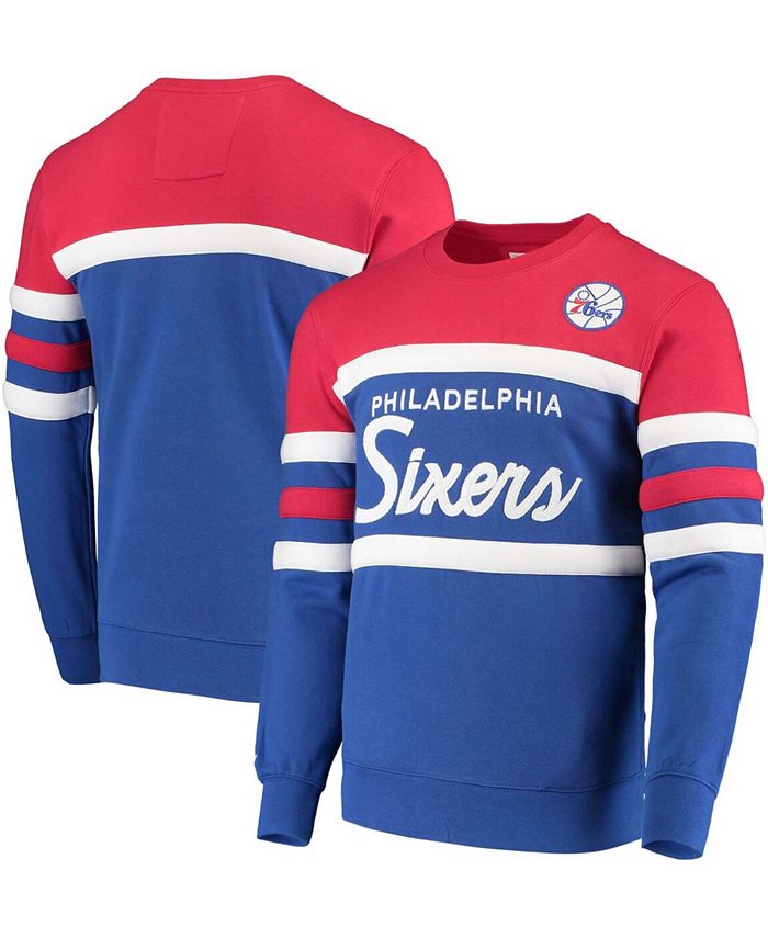 oppakken Sportschool Hoelahoep Mitchell & Ness Men's Royal Philadelphia 76Ers Script Head Coach Pullover  Sweatshirt - Macy's