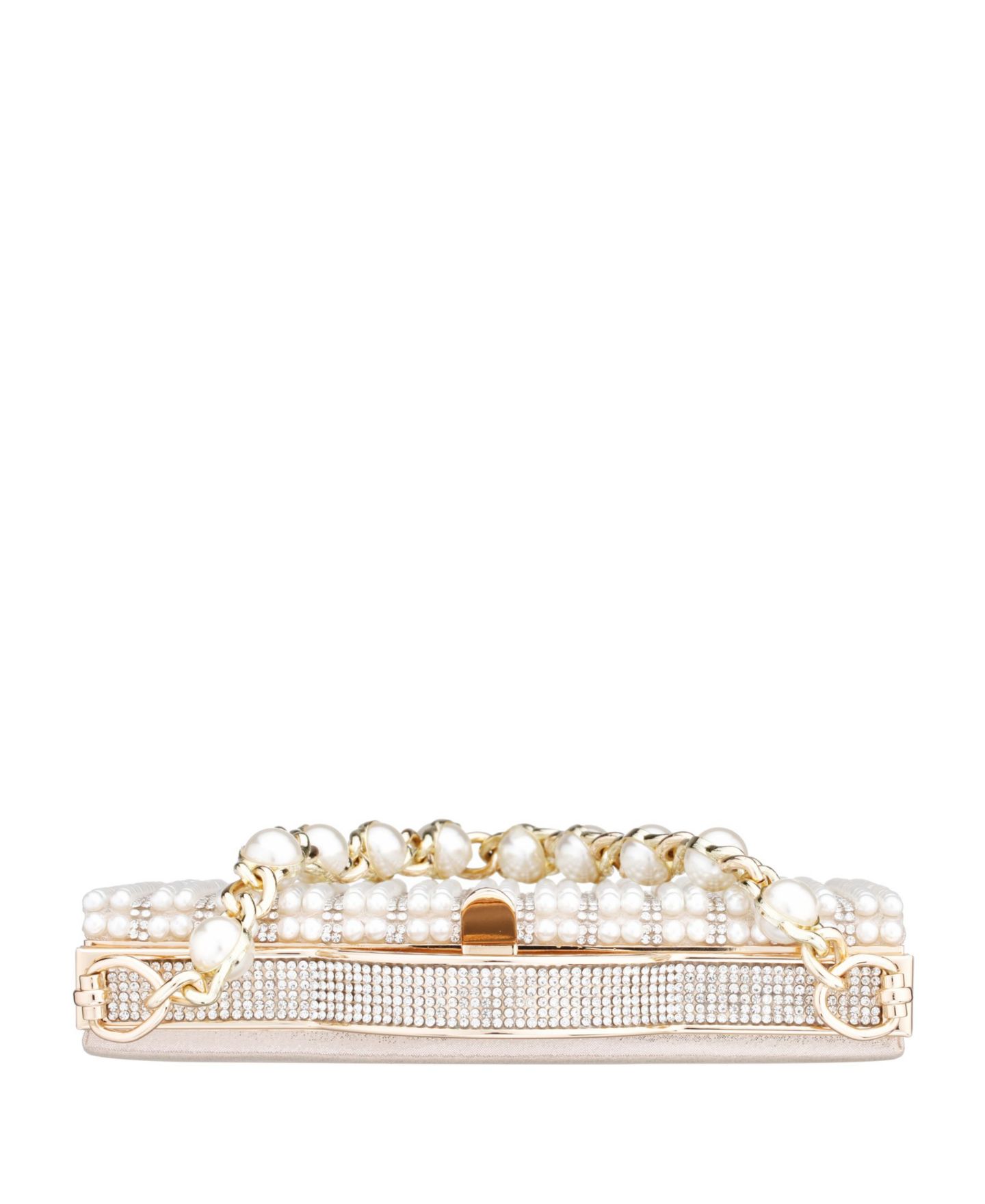 Женские клатчи Nina Imitation Pearl and Crystal Minaudiere, цвет: Белый — фото 5