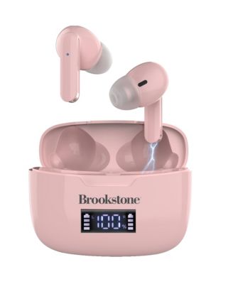 Photo 1 of Brookstone Elitetouch True Wireless Earbuds. Bluetooth® technology lets you play crystal-clear, rich audio wirelessly from any smart device while powerful bass and dynamic sound immerse you in every beat. Includes a charging case that helps keep your earb