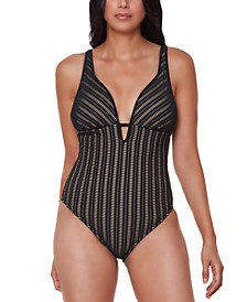Plunging Crochet One-Piece Swimsuit, Created for Macy's
