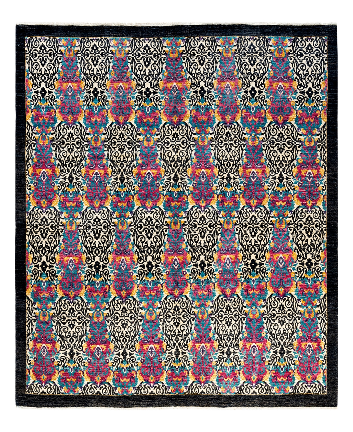 Adorn Hand Woven Rugs Suzani M1675 7'10in x 8'5in Square Area Rug - Black