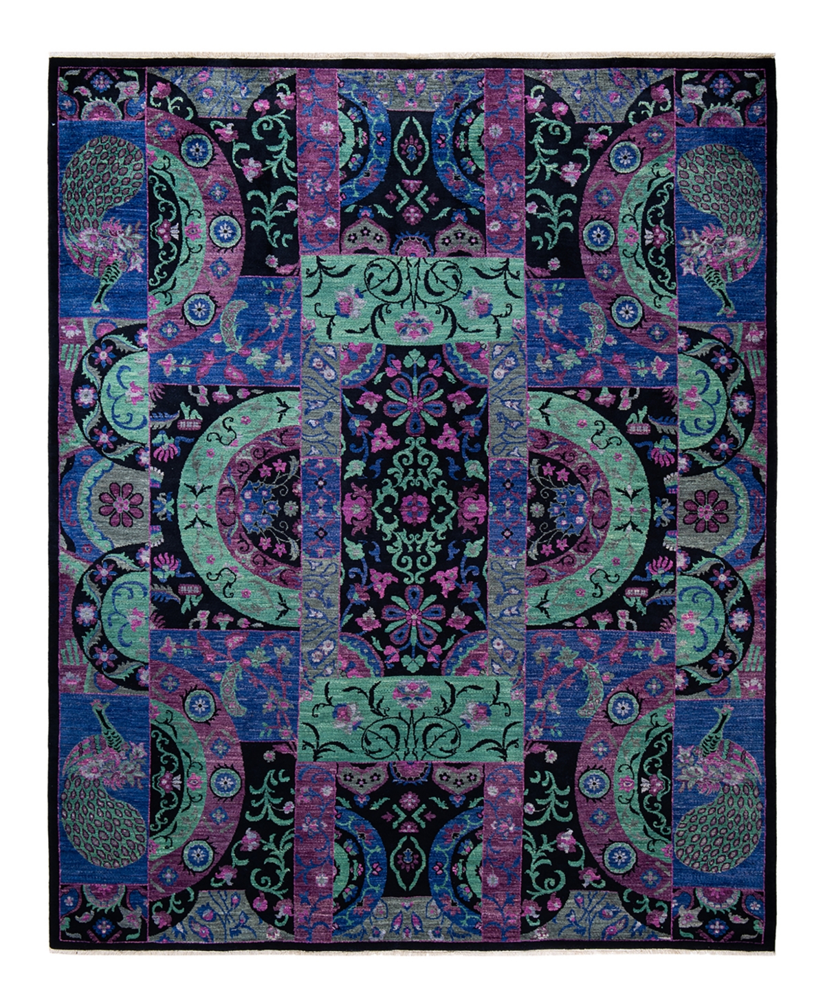 Adorn Hand Woven Rugs Suzani M1745 8'2in x 10'3in Area Rug - Black