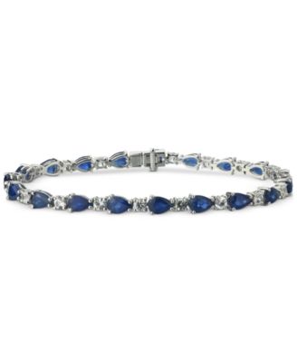 Macy's - Emerald (10 ct. t.w.) & White Sapphire (2 ct. t.w.) Tennis Bracelet in Sterling Silver (Also in Tanzanite & Sapphire)