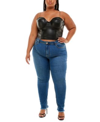 Baby Phat - Plus Size Black Beauty Bustier Chain-Strap Top