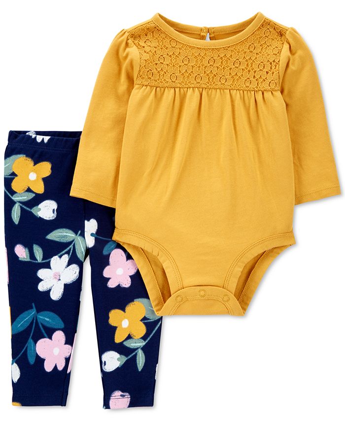 Carter's Baby Girls 2Pc. Eyelet Bodysuit & Floral Pants Set Macy's