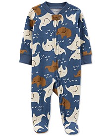 Baby Boys Elephant Zip-Up Cotton Coverall