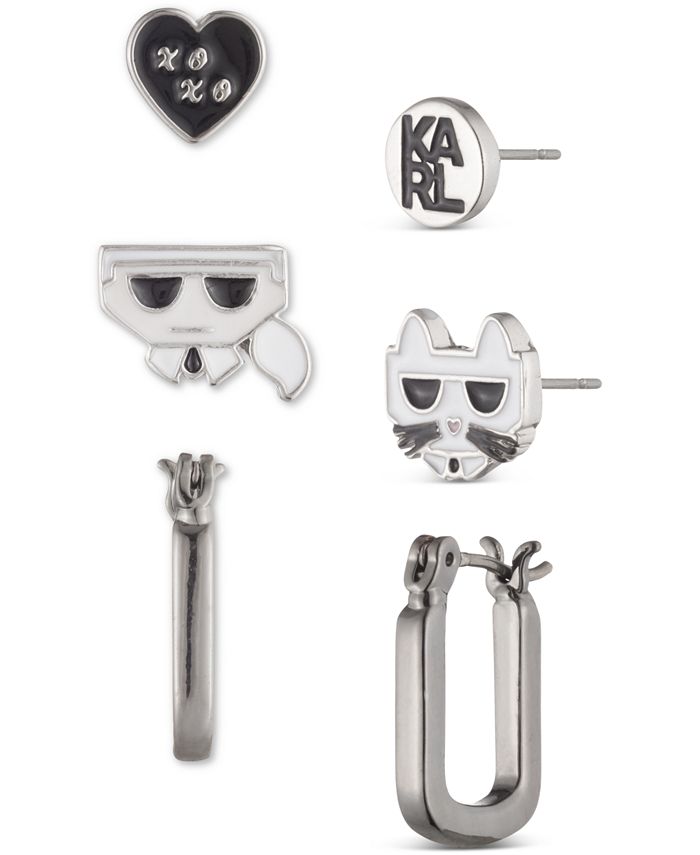 Vooruitgaan Schurend moed Karl Lagerfeld Paris 3-Pc. Silver-Tone Earrings Set & Reviews - Earrings -  Jewelry & Watches - Macy's