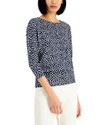 Alfani - Printed Banded-Hem Knit Top