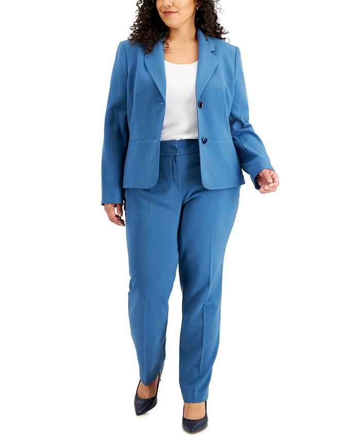 Le Suit Plus Size Notch-Collar Slim-Fit Pantsuit & Reviews - Wear to ...