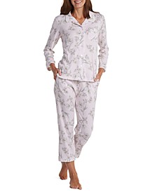 Cropped Notch-Collar Pajama Set