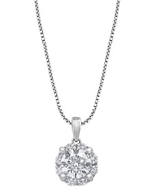 Diamond Halo 18" Pendant Necklace (1 ct. t.w.) in 14k White Gold