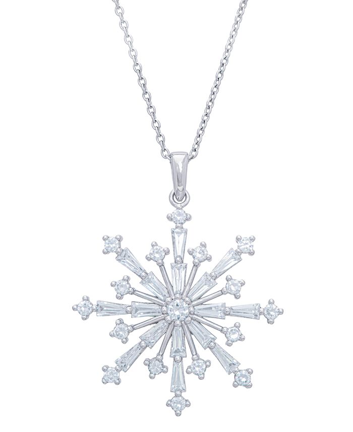 Macy's Silver Plated Cubic Zirconia Snowflake Pendant Necklace - Macy's